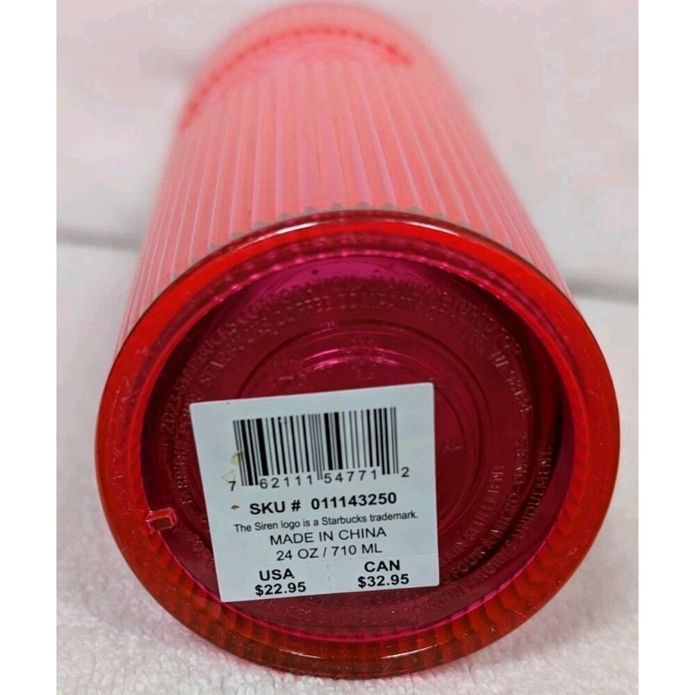 Starbucks Pleated Neon Magenta Pink Venti Tumbler Bling Cold Cup Summer 2023 - Picture 4 of 7